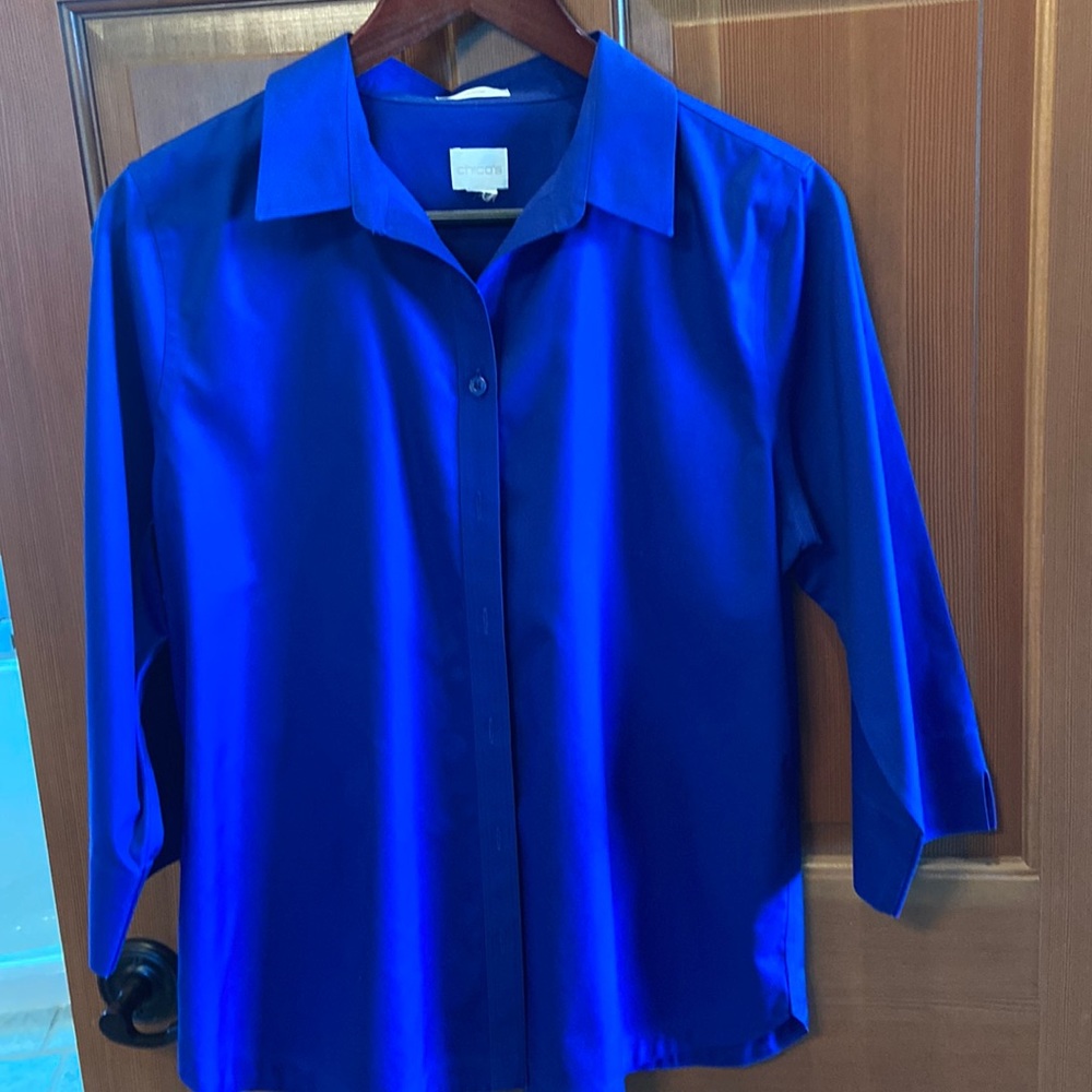 Chico’s 3/4 sleeve blue shirt